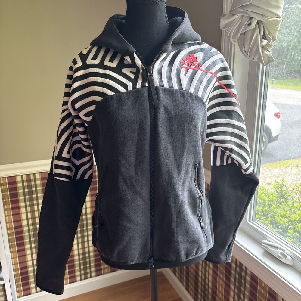 Hard to find Ladies/ Unisex Adidas Tokyo GN5672 Zebra Striped Zip Hoodie SZ M